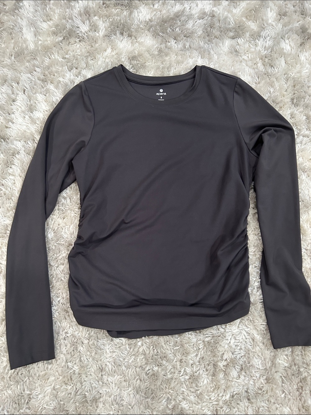 Apana Women's Long Sleeve Crewneck Top in Charcoal Black